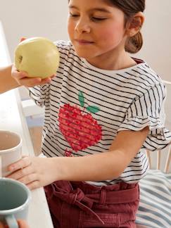 Fille-T-shirt, sous-pull-T-shirt-Tee-shirt motif fruit en encre gonflante fille
