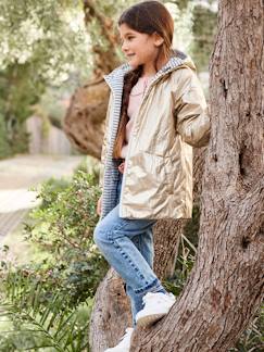 Fille-Manteau, veste-Coupe-vent à capuche réversible garnissage polyester recyclé fille