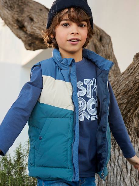 Doudoune sans manches à capuche garçon garnissage en polyester recyclé BLEU CANARD+BLEU NUIT 6 - vertbaudet enfant 