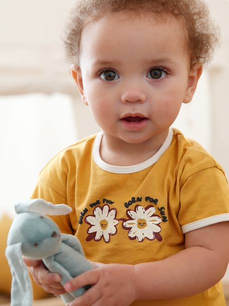 T-shirt marguerites bébé manches courtes ocre 1 - vertbaudet enfant 