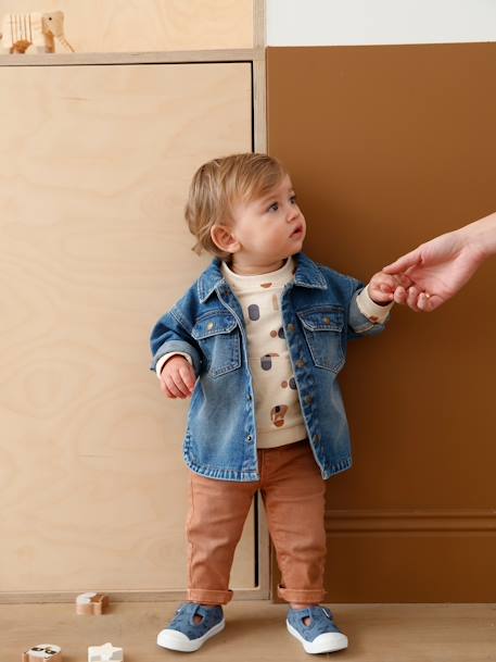 Sweat bébé en molleton motifs géométriques beige clair imprimé 6 - vertbaudet enfant 