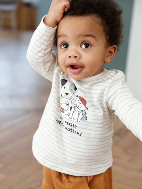 Ensemble bébé tee-shirt et pantalon en molleton bleu canard+rayé / caramel 13 - vertbaudet enfant 