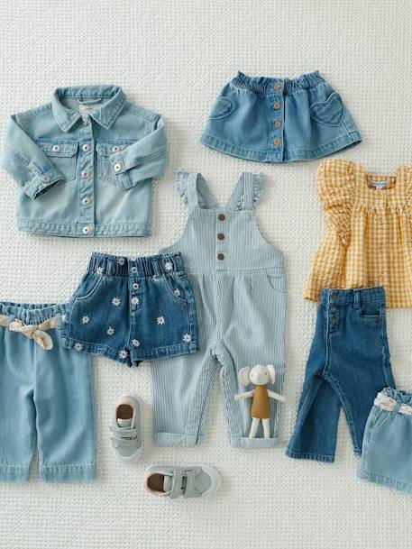Short bébé fille paperbag avec ceinture imprimée denim bleached 5 - vertbaudet enfant 