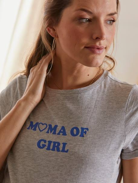 T-shirt à message grossesse et allaitement en coton bio Gris chiné 6 - vertbaudet enfant 