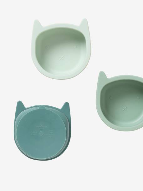 Lot de 3 bols en silicone Chat lot caramel+lot vert 10 - vertbaudet enfant 