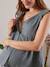Blouse de grossesse et d'allaitement gaze de coton BLANC CLAIR IMPRIME+VERT MOYEN UNI AVEC DECOR 15 - vertbaudet enfant 