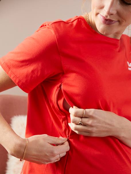 T-shirt à message grossesse et allaitement en coton bio Rouge 4 - vertbaudet enfant 