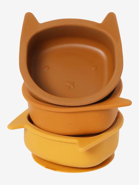 Lot de 3 bols en silicone Chat lot caramel+lot vert 3 - vertbaudet enfant 
