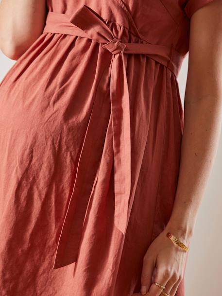 Robe longue cache-coeur lin et coton grossesse et allaitement Rouge 5 - vertbaudet enfant 