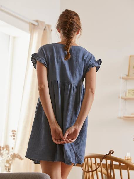 Robe courte en gaze de coton grossesse et allaitement Bleu 5 - vertbaudet enfant 