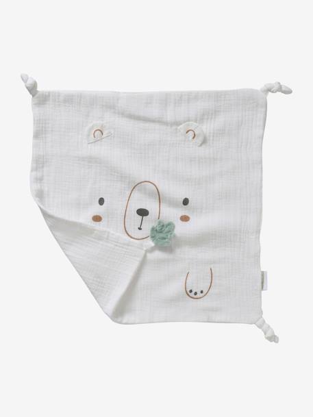 Doudou carré personnalisable + hochet GREEN FOREST multicolore 2 - vertbaudet enfant 