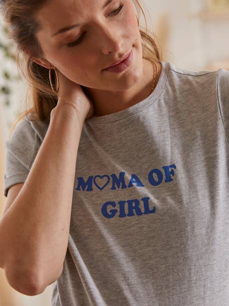 T-shirt à message grossesse et allaitement en coton bio Gris chiné 1 - vertbaudet enfant 