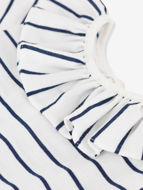 Blouse rayée bébé manches courtes en jersey blanc rayé marine 2 - vertbaudet enfant 