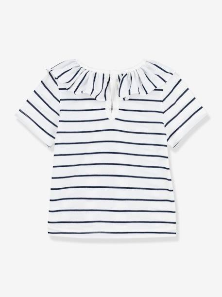 Blouse rayée bébé manches courtes en jersey blanc rayé marine 3 - vertbaudet enfant 