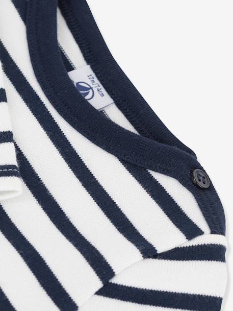 Robe manches longues iconique en jersey épais bio bébé - PETIT BATEAU blanc rayé marine 3 - vertbaudet enfant 