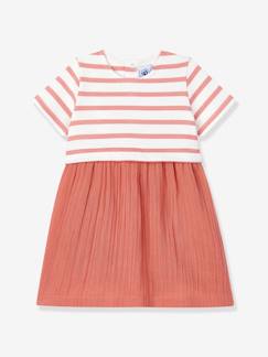 Robe bi-matière en gaze de coton et jersey épais bio bébé - PETIT BATEAU  - vertbaudet enfant