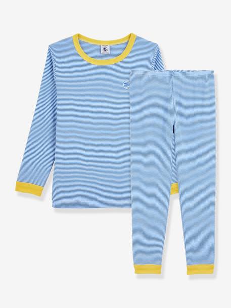 Pyjama rayé milleraies en coton bio PETIT BATEAU rayé bleu 1 - vertbaudet enfant 