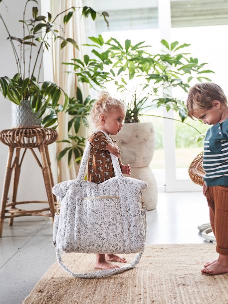 Sac à langer en gaze de coton Plume blanc imprimé+Hygge+ivoire imprimé+ivoire végétal+vanille 22 - vertbaudet enfant 
