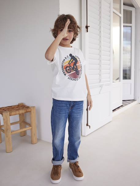 T-shirt motifs graphiques garçon manches courtes bleu clair+ECRU+gris souris+lavande 7 - vertbaudet enfant 