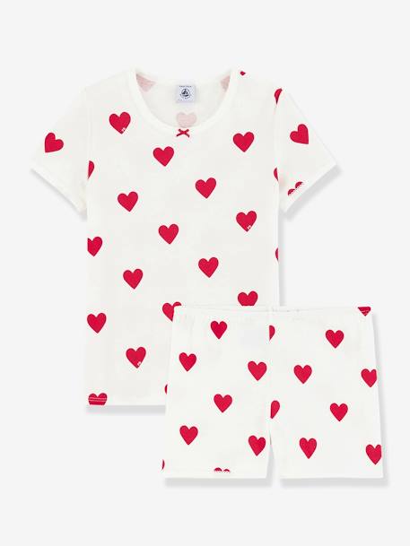Pyjacourt coeur fille manches courtes en coton bio motif coeurs 2 - vertbaudet enfant 