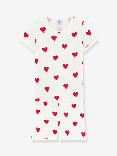 Pyjacourt coeur fille manches courtes en coton bio motif coeurs 3 - vertbaudet enfant 