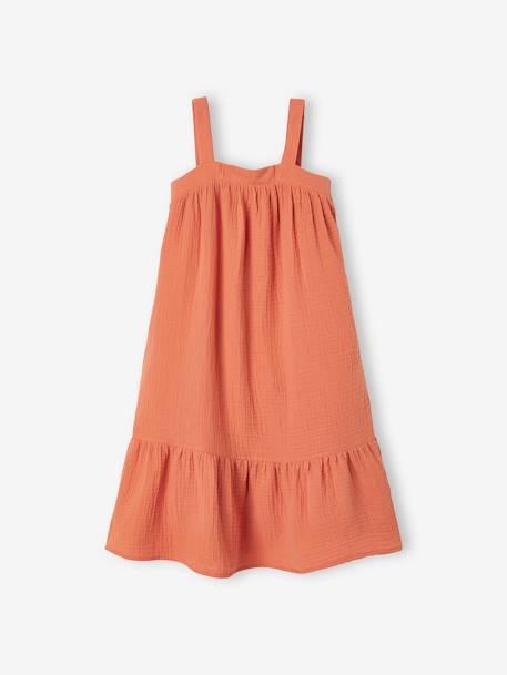 Robe longue en gaze de coton fille orange 1 - vertbaudet enfant 