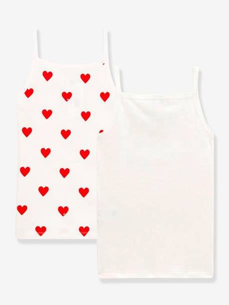 Lot de 2 Chemises à bretelles Coeur petite fille en coton - blanc coeurs 2 - vertbaudet enfant 