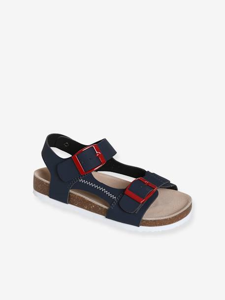 Sandales garçon ouverture totale bleu marine+marron imprimé dino 1 - vertbaudet enfant 