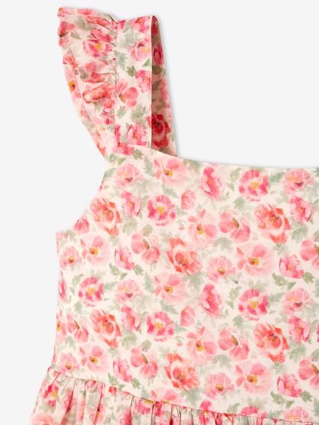 Robe de cérémonie à fleurs fille bretelles volantées ivoire imprimé 4 - vertbaudet enfant 