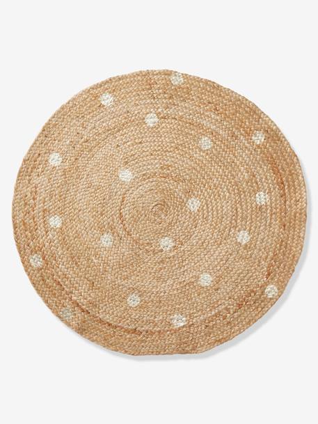 Tapis rond en jute à pois dorés BEIGE CLAIR UNI AVEC DECOR 2 - vertbaudet enfant 