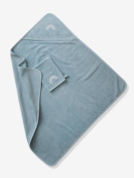 Cape de bain personnalisable et gant de toilette blanc+bleu moyen+framboise+ocre+rose poudré+vert bleuté+vert céladon 9 - vertbaudet enfant 