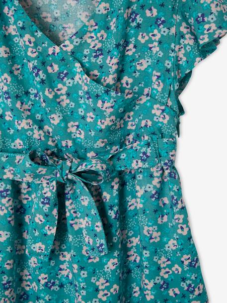 Robe effet portefeuille fille bleu imprimé fleurs+écru imprimé fleurs+vert imprimé 13 - vertbaudet enfant 