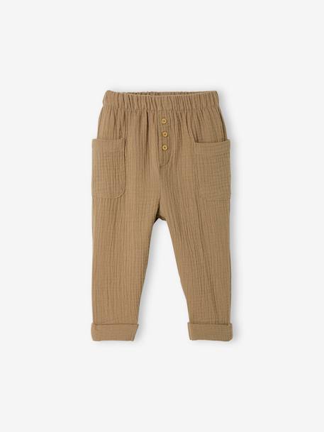 Pantalon Sarouel Bébé Garçon Vertbaudet - 100% Coton Gaze - Confortable Et Élastique