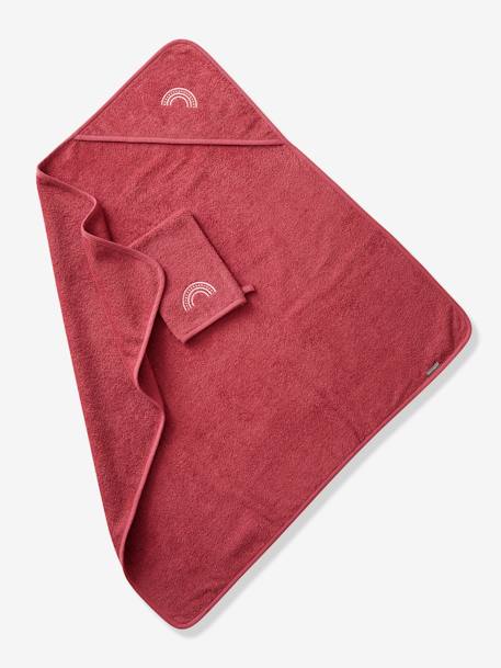 Cape de bain personnalisable et gant de toilette blanc+bleu moyen+framboise+ocre+rose poudré+vert bleuté+vert céladon 15 - vertbaudet enfant 