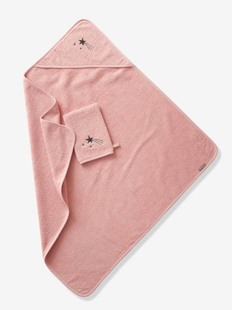 Cape de bain personnalisable et gant de toilette blanc+bleu moyen+framboise+ocre+rose poudré+vert bleuté+vert céladon 27 - vertbaudet enfant 