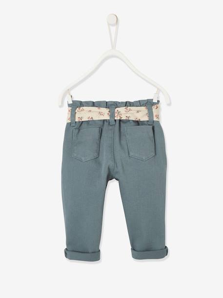 Pantalon avec ceinture en tissu bébé guimauve+vert grisé 9 - vertbaudet enfant 