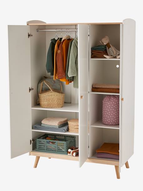 Armoire 3 portes CONFETTI BLANC/BOIS 6 - vertbaudet enfant 