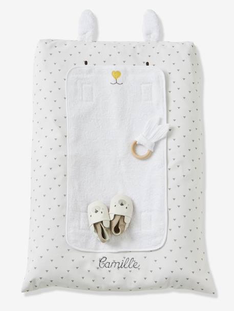 Housse matelas à langer personnalisable Lapin blanc imprimé 1 - vertbaudet enfant 