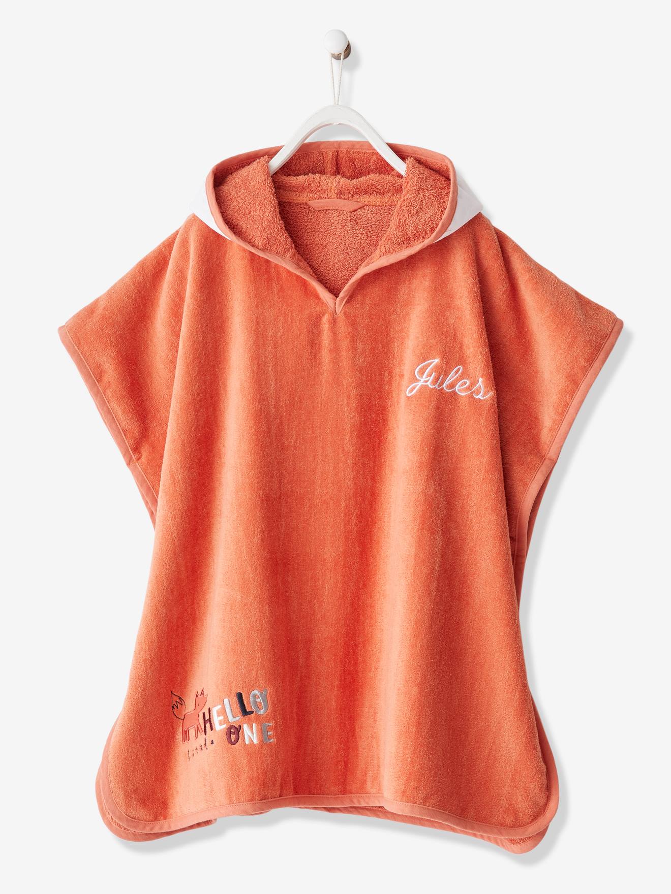 VERTBAUDET Poncho De Bain Bébé Rayé Jaune - Éponge Coton Doux, Capuche & Pompons, 12-18 Mois