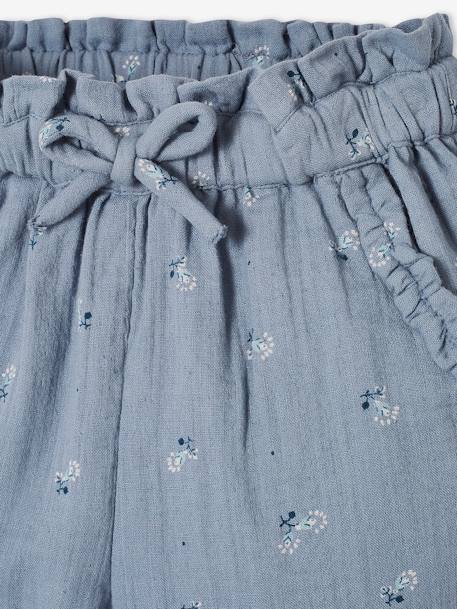 Pantacourt en gaze de coton fille blanc imprimé+bleu+blush+écru 12 - vertbaudet enfant 