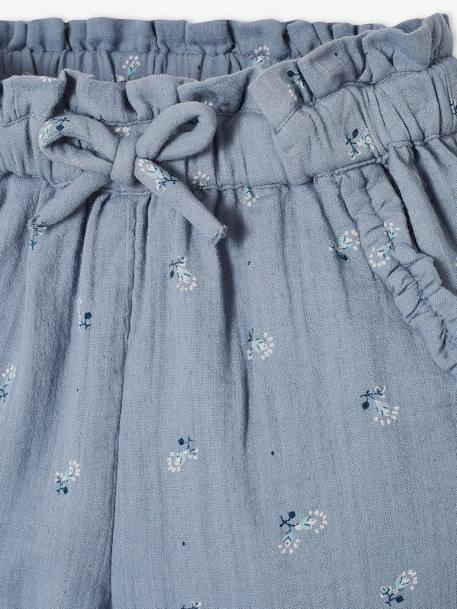 Pantacourt fille en gaze de coton anthracite+bleu+corail 9 - vertbaudet enfant 