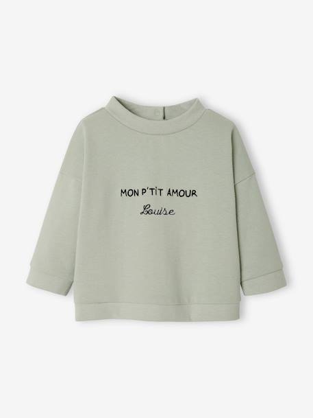 Sweat à message bébé personnalisable écru+vert grisé 10 - vertbaudet enfant 