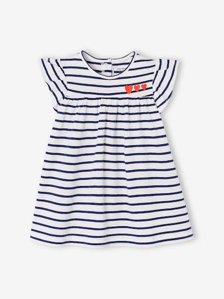 Robe bébé en jersey BASICS bleu royal rayé+rose+vanille 1 - vertbaudet enfant 