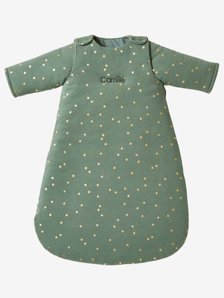 Gigoteuse hiver manches amovibles GREEN FOREST écru / pois doré+vert / pois dorés 7 - vertbaudet enfant 
