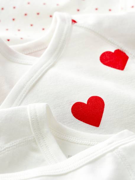 Lot de 3 bodies croisés manches courtes coeurs bébé naissance en coton bio blanc 3 - vertbaudet enfant 