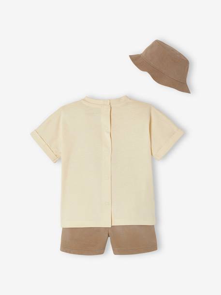 Ensemble bébé T-shirt, short et bob beige clair+blanc 5 - vertbaudet enfant 