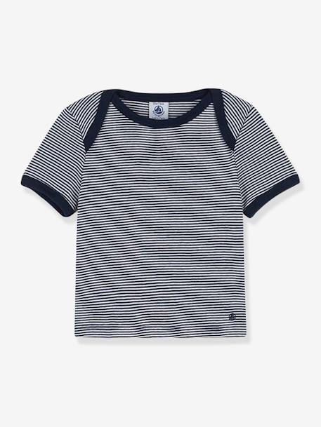 Fabrication française-Bébé-T-shirt, sous-pull-T-shirt rayé milleraies bébé manches courtes PETIT BATEAU en coton bio