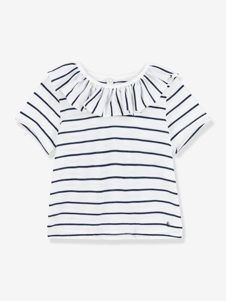 Fabrication française-Bébé-T-shirt, sous-pull-Blouse rayée  bébé manches courtes en jersey PETIT BATEAU
