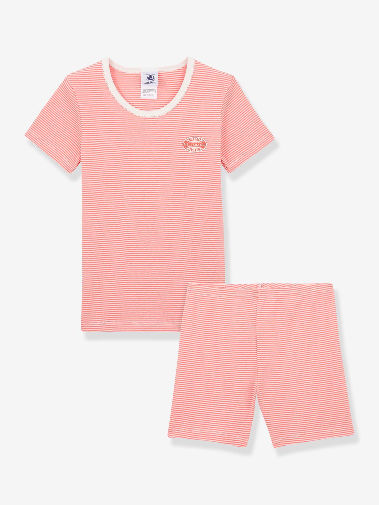 Pyjama Court Fille Petit Bateau - 100% Coton, Imprimé Cœurs - Confortable Et Doux