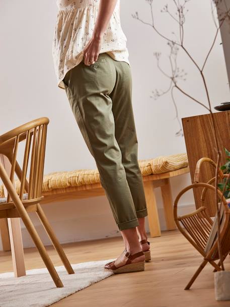 Pantalon chino de grossesse en coton stretch Kaki 7 - vertbaudet enfant 